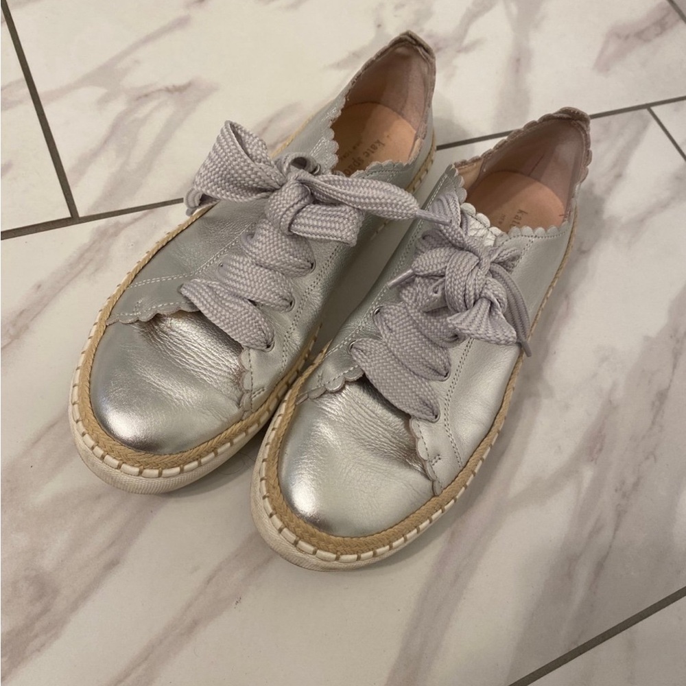 Kate Spade Silver Sneakers with Pink Accents